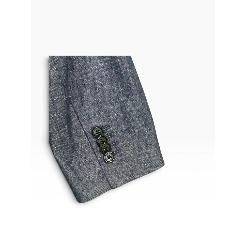 Banana Republic Mens 42L Tall Tailored Slim Fit Jacket Sport Coat Cotton Blue